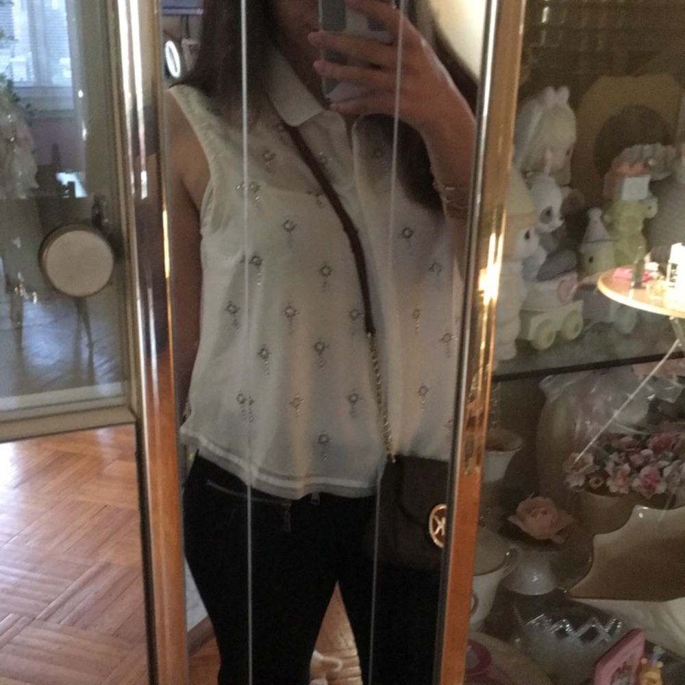 Olsenboye Rhinestone Button-Down Collar Tank - Picture 7 of 8